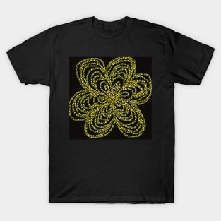 Yellow Textured Flower on Black T-Shirt